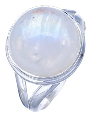 StarGems® Natural Moonstone Handmade 925 Sterling Silver Ring 8 F2593