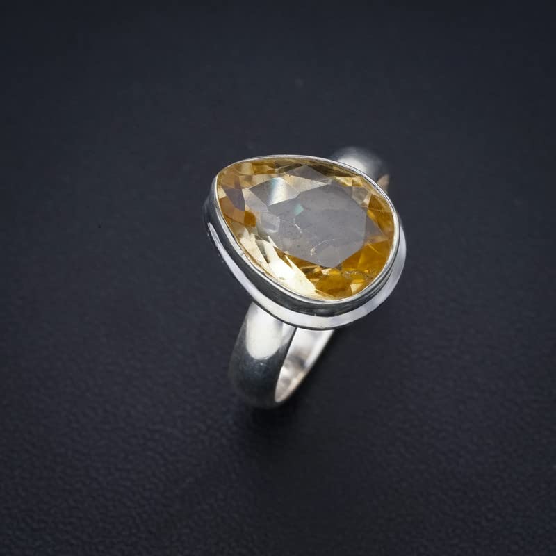 StarGems  Natural Citrine Handmade 925 Sterling Silver Ring 8.5 F0363