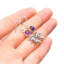 StarGems  Natural Amethyst Angel Handmade Mexican Angle Shape 925 Sterling Silver Earrings 1 1/2" T5101