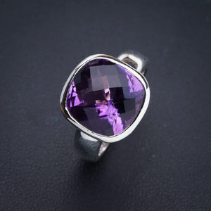 StarGems  Natural Amethyst Handmade 925 Sterling Silver Ring 6.25 E9233