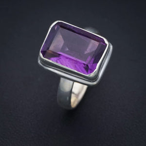 StarGems  Natural Amethyst Handmade 925 Sterling Silver Ring 7.75 F2829