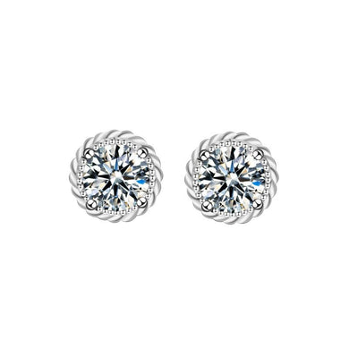 StarGems® 0.5ct Moissanite 925 Silver Platinum Plated Crown-shape Stud B4646