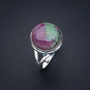 StarGems® Natural Ruby Zoisite Handmade 925 Sterling Silver Ring 9.75 F1304