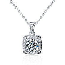 StarGems  1ct Moissanite 925 Silver Platinum Plated Zirconia Surrounded Square-Shape Necklace B4610