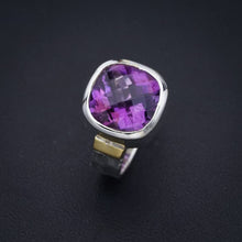 StarGems  Natural Amethyst Hammered Handmade 925 Sterling Silver Ring 6.5 F2908