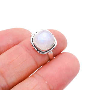 StarGems® Natural Moonstone Handmade 925 Sterling Silver Ring 4.75 F0748