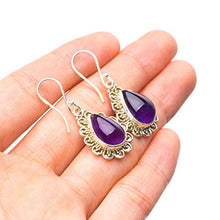 StarGems® Natural Amethyst Handmade Vintage 925 Sterling Silver Earrings 1 1/4" T5195