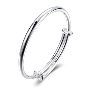 StarGems® Adjustable Polished Handmade 999 Sterling Silver Bangle Bracelet For Women Cb0147