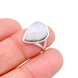 StarGems  Natural Moonstone Handmade 925 Sterling Silver Ring 5 F2762