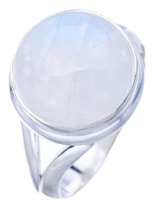 StarGems  Natural Moonstone Handmade 925 Sterling Silver Ring 8 F0623