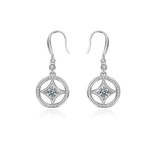 StarGems  0.5ct Moissanite 925 Silver Platinum Plated&Zirconia Copper Coins Drop Earrings B4655