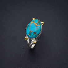 StarGems  Natural Copper Turquoise Two Tones Handmade 925 Sterling Silver Ring 9 F3195