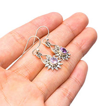 StarGems  Natural Amethyst Handmade Vintage 925 Sterling Silver Earrings 1 1/4" T4045