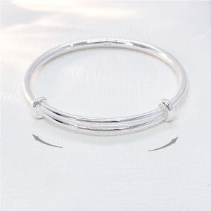 StarGems  Adjustable Carved Heart Handmade 999 Sterling Silver Bangle Bracelet For Women Cb0200
