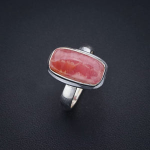 StarGems® Natural Rhodochrosite Handmade 925 Sterling Silver Ring 7 F1874