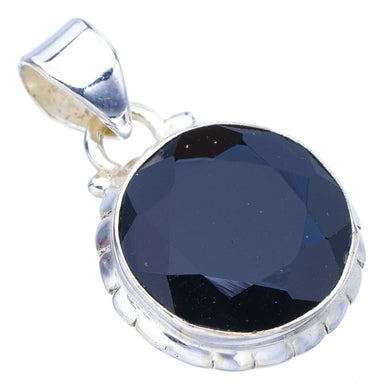 StarGems® Natural Black Onyx Handmade 925 Sterling Silver Pendant 1