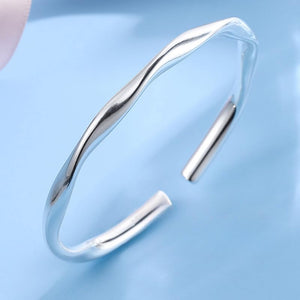 StarGems® Opening Mobius Polished Handmade 999 Sterling Silver Bangle Cuff Bracelet For Women Cb0011