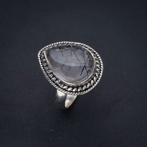 StarGems® Natural Rutilated Quartz Handmade 925 Sterling Silver Ring 7.75 F2479