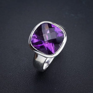 StarGems  Natural Amethyst Handmade 925 Sterling Silver Ring 5.5 E9260