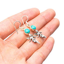 StarGems® Natural Turquoise Handmade Unique Angle Shape 925 Sterling Silver Earrings 1 1/2" T4873