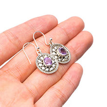 StarGems® Natural Amethyst Handmade Unique 925 Sterling Silver Earrings 1" T4063