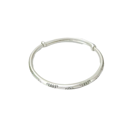 StarGems® Adjustable Daisy Dull Polished Handmade 999 Sterling Silver Bangle Bracelet For Women Cb0165