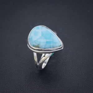 StarGems  Natural Larimar Handmade 925 Sterling Silver Ring 7.25 F1467