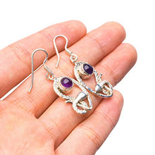 StarGems  Natural Amethyst Snake Handmade Unique Snake Shape 925 Sterling Silver Earrings 1 1/2" T4853