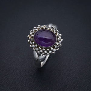 StarGems® Natural Amethyst Handmade 925 Sterling Silver Ring 7.75 F2860