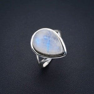 StarGems  Natural Moonstone Handmade 925 Sterling Silver Ring 6 F0703