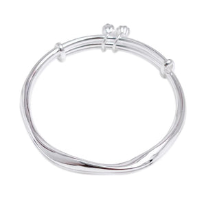 StarGems® Adjustable Twisted Seedpod Handmade 999 Sterling Silver Bangle Bracelet For Women Cb0199