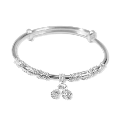 StarGems® Adjustable Blossoms and Seedpod Handmade 999 Sterling Silver Bangle Bracelet For Women Cb0178