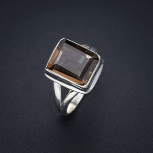 StarGems  Natural Smoky Quartz Handmade 925 Sterling Silver Ring 8 F1285