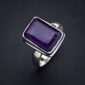 StarGems  Natural Amethyst Handmade 925 Sterling Silver Ring 8.5 E9243