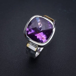 StarGems  Natural Amethyst Handmade 925 Sterling Silver Ring 9 E9245