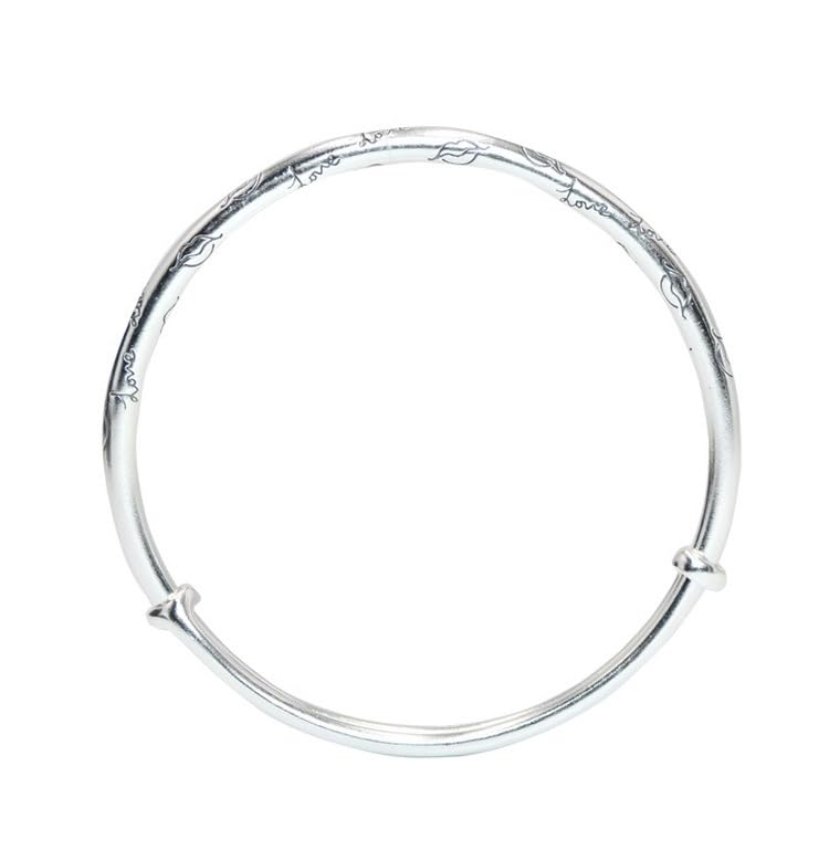 StarGems  Adjustable Carved Leafs Handmade 999 Sterling Silver Bangle Bracelet For Women Cb0139