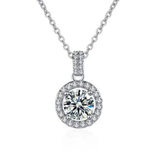 StarGems  1ct Moissanite 925 Silver Platinum Plated Zirconia Surrounded Necklace B4603