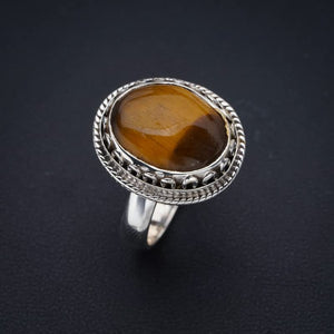 StarGems® Natural Tiger Eye Handmade 925 Sterling Silver Ring 7.75 F1125