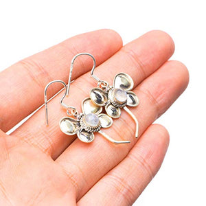 StarGems  Natural Rainbow Moonstone Butterfly Vintage Butterfly Shape 925 Sterling Silver Earrings 1 1/4" T3265