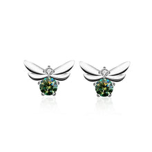 StarGems  0.5ct Green Moissanite 925 Silver Platinum Plated Honeybee Stud B4641