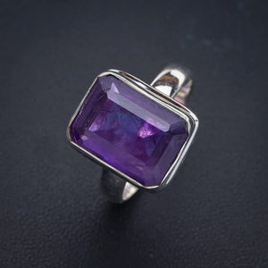 StarGems  Natural Amethyst Handmade 925 Sterling Silver Ring 8 E9264