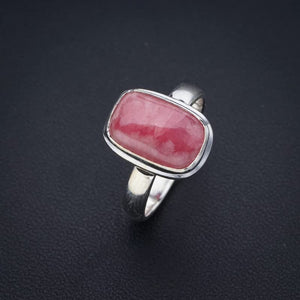 StarGems  Natural Rhodonite Handmade 925 Sterling Silver Ring 8 F0393