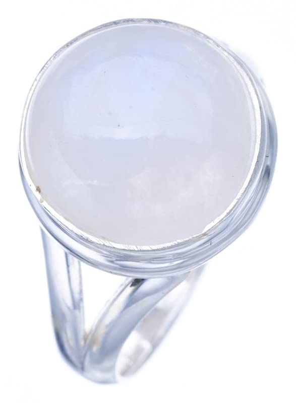 StarGems  Natural Moonstone Handmade 925 Sterling Silver Ring 8 F2544