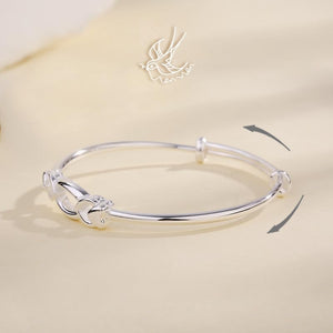 StarGems  Adjustable The Bridge of Magpies Handmade 999 Sterling Silver Bangle Bracelet For Women Cb0187