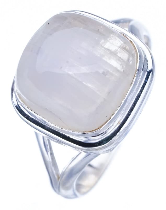 StarGems  Natural Moonstone Handmade 925 Sterling Silver Ring 5 F2516