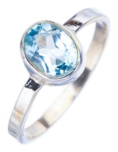 StarGems® Natural Blue Topaz Handmade 925 Sterling Silver Ring 7.5 F2190