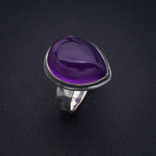 StarGems  Natural Amethyst Hammered Handmade 925 Sterling Silver Ring 7 F2904