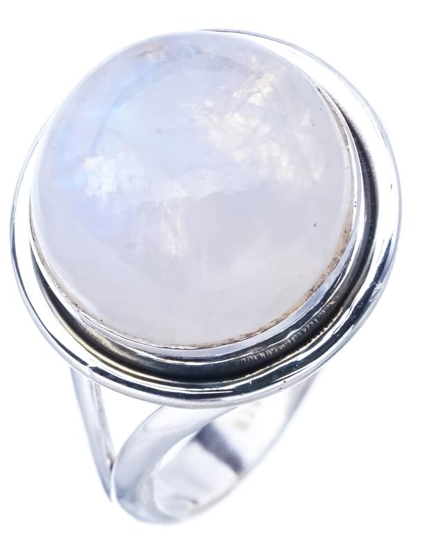 StarGems  Natural Moonstone Handmade 925 Sterling Silver Ring 6 F0770