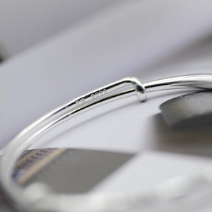 StarGems® Adjustable Rhombus Surface Hammered Handmade 999 Sterling Silver Bangle Bracelet For Women Cb0137