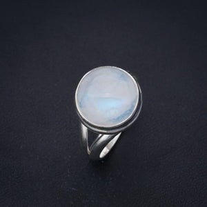 StarGems  Natural Moonstone Handmade 925 Sterling Silver Ring 8 F2533